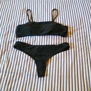 NWOT! Simple Black Thong Bikini
